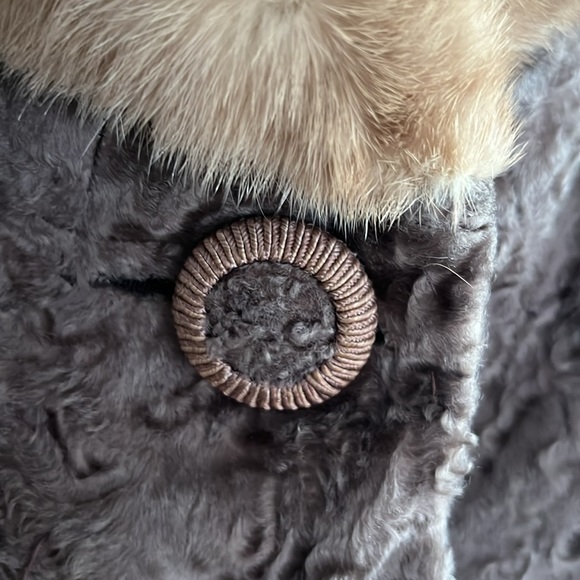 Vintage Brown Persian Lamb Jacket With Mink Collar Cuffs - Picture 7 of 16